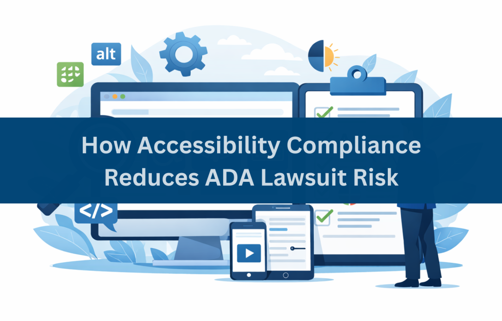 Website accessibility compliance illustration addressing ADA lawsuit risk.